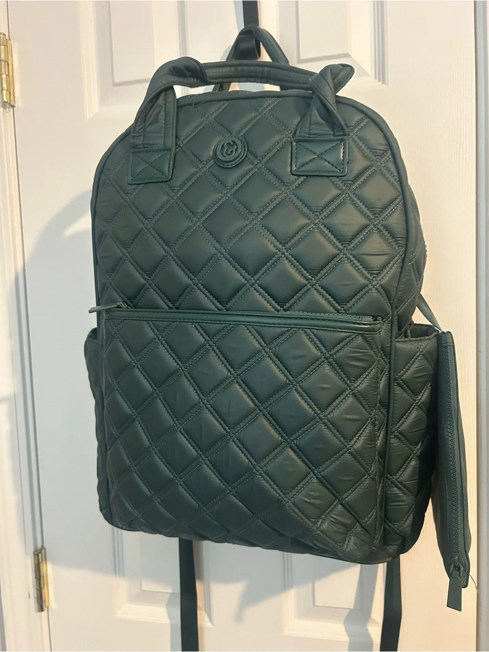 Joan & David Diamond Quilted Puffer Nylon Workbook Backpack